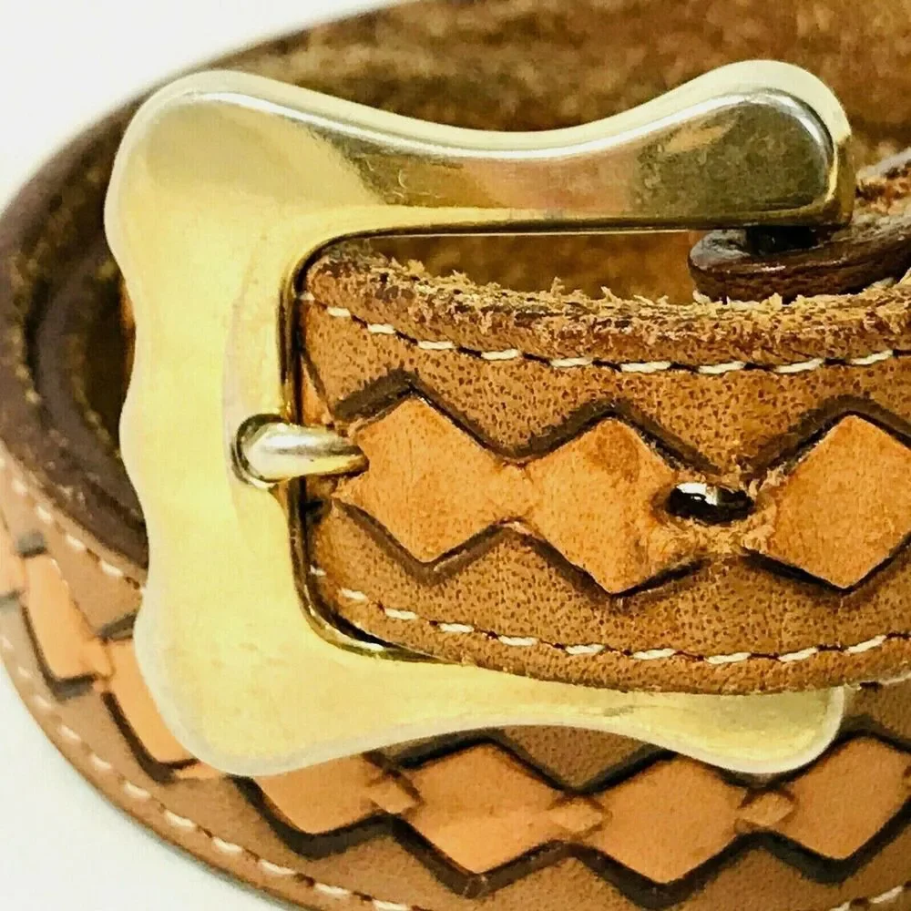 Justin Boots Belt Skinny Leather Tooled 28 Western Fit 23.5-26.5 Cowgirl Diamond